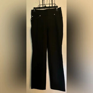 Nygard Slims Peter Nygard Womens Med 10/12 Pull On Faux Leather Trim Black Pants